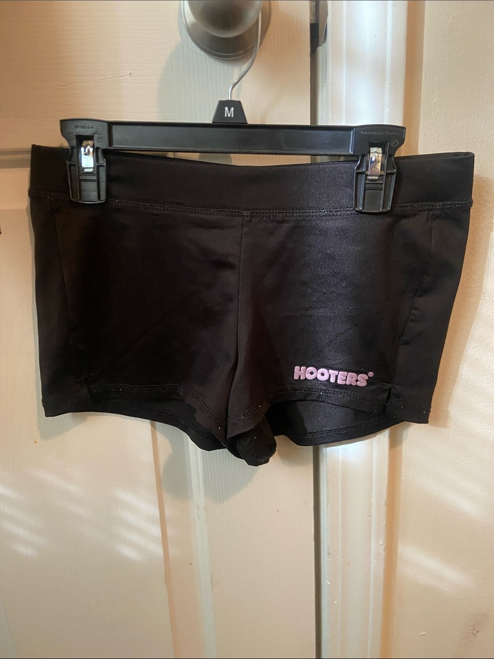 Original Hooters: Black Athletic Low-Rise Shorts with Slits